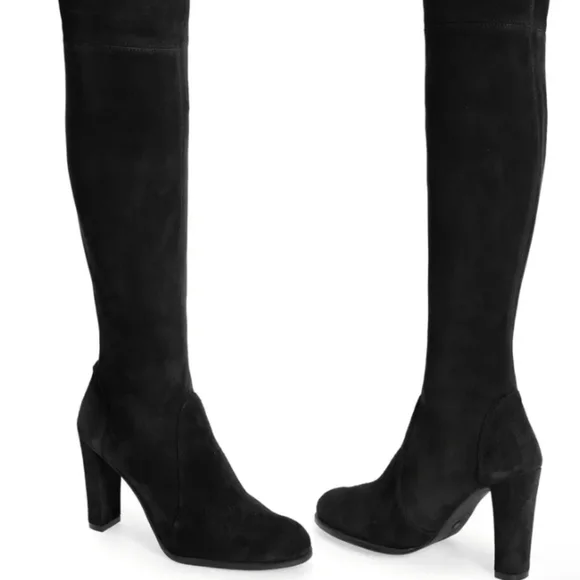 Stuart Weitzman Highland Over-the-Knee Boot Suede Black -8 - Picture 2 of 9